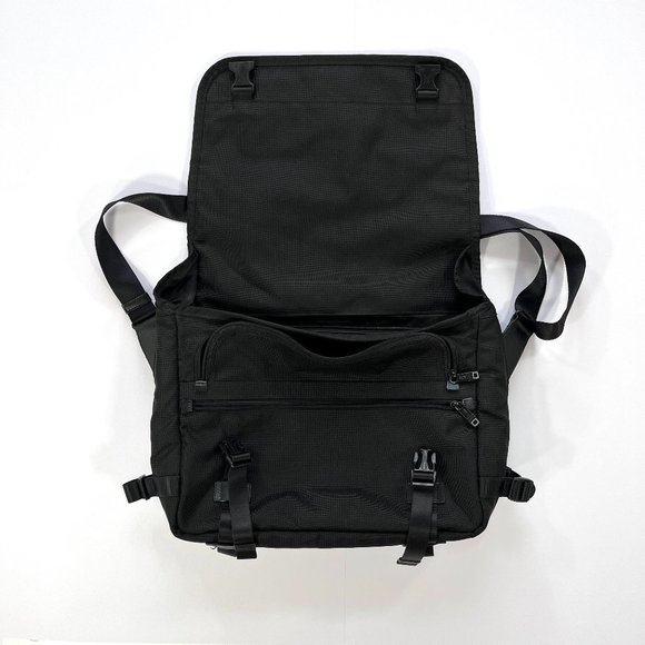 TUMI Alpha Expandable Travel Messenger Bag Black Crossbody Laptop Briefcase - Picture 4 of 16